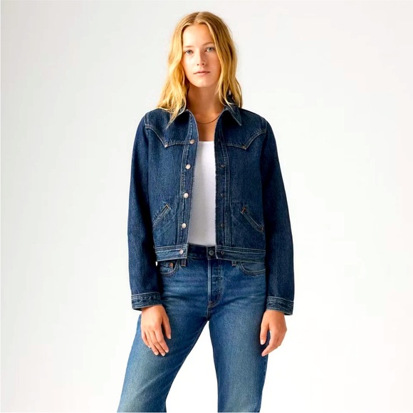 Levi's Women's Original Trucker Riveted Jacket - Silver Lode L - Picture 1 of 2